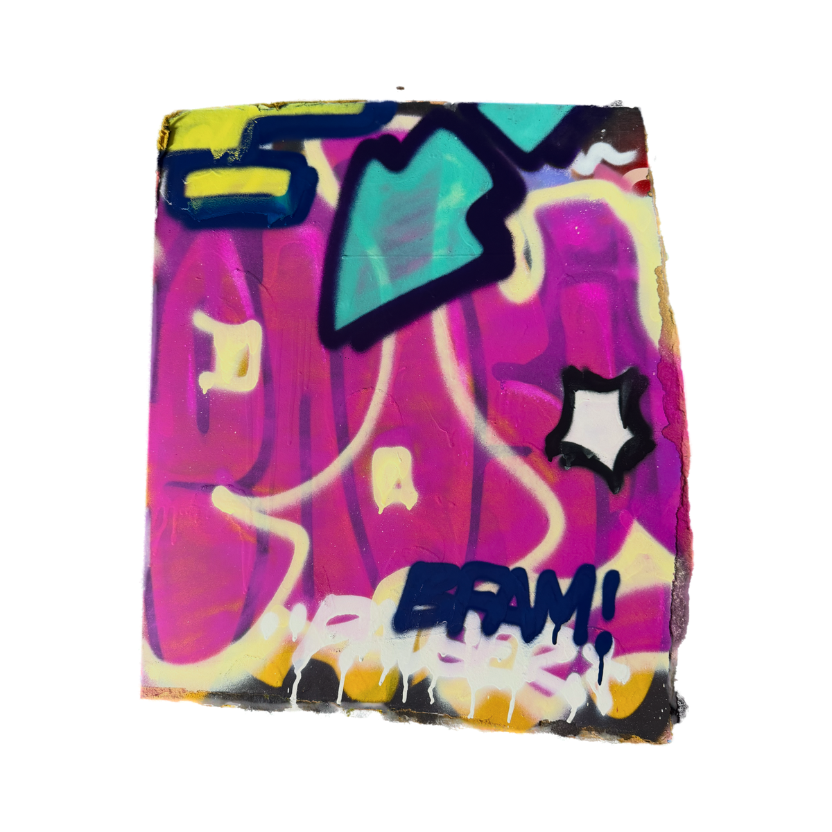 Graffiti N°12 – originál od Pausera, sprej a lak na kartonu, 65×55 cm