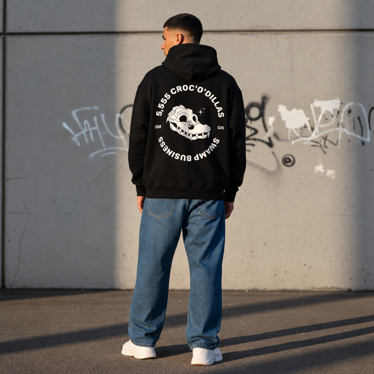 Celkový zadní pohled na Dillas Croc’O’Dillas hoodie